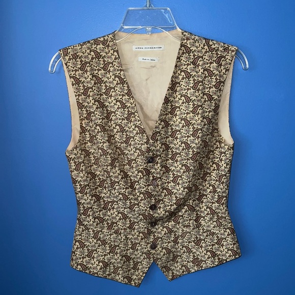 Beautiful Vintage 100% Silk Anne Pinkerton Paisley Vest P/P - Picture 1 of 5